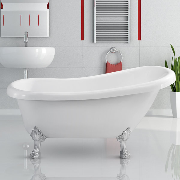 StreamlineBath 61" x 28" Clawfoot Soaking Acrylic Bathtub & Reviews